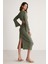 Lauren Kadın Slim Fit Fermuar Detaylı Midi Haki Etek 3