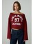 Asly Kadın Asimetrik Yakalı Şardonsuz Tek Omzu Açık Baskılı Bordo Sweatshirt 1