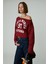 Asly Kadın Asimetrik Yakalı Şardonsuz Tek Omzu Açık Baskılı Bordo Sweatshirt 3