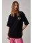 Caıtlyn Kadın Oversize Bisiklet Yaka Siyah T-Shirt 1