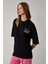 Caıtlyn Kadın Oversize Bisiklet Yaka Siyah T-Shirt 3