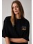 Caıtlyn Kadın Oversize Bisiklet Yaka Siyah T-Shirt 4