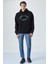 Wulf Erkek Organik Kumaşlı Içi Polarlı Yumuşacık Kanguru Cepli Kapüşonlu Siyah Sweatshirt 2