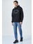 Wulf Erkek Organik Kumaşlı Içi Polarlı Yumuşacık Kanguru Cepli Kapüşonlu Siyah Sweatshirt 4