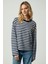 Kıele Kadın Bisiklet Yaka Oversize Lacivert / Beyaz T-Shirt 1