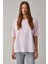 Lagertha Kadın Pamuklu Kalın Dokulu Oversize Fit Yuvarlak Yakalı Açık Pembe T-Shirt 1