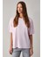 Lagertha Kadın Pamuklu Kalın Dokulu Oversize Fit Yuvarlak Yakalı Açık Pembe T-Shirt 3