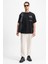 CODY Erkek Regular Fit Özel Dokulu Kalın Kumaşlı Önü Nakış Ve Baskılı Organik Pamuklu Siyah T-Shirt 3