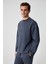 PLEMON Erkek Bisiklet Yaka Uzun Kol Baskı Detaylı Oversize Gri Sweatshirt 1