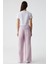 Nılah Kadın Oversize Yüksek Bel Geniş Paça Beyaz / Pembe Pantolon 6
