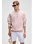 Nestor Erkek Relaxed Fit Dik Yakalı Yarım Fermuarlı Uzun Kollu Pembe Melanj Sweatshirt 3
