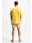 Khary Erkek Nakış Detaylı %100 Organik Pamuk Oversize Bisiklet Yaka Sarı T-Shirt 5