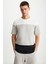 KARNOX Erkek Yuvarlak Yaka Kısa Kol Regular Fit Ekru/Bej/Siyah T-Shirt 1