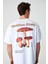 Boletus Erkek Baskı Detaylı Organik Pamuk Oversize Bisiklet Yaka Kısa Kol Beyaz T-Shirt 5