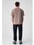 Khary Erkek Nakış Detaylı Organik Pamuk Oversize Bisiklet Yaka Vizon T-Shirt 5