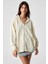 NISPORENI Kadın Oversize Fit Kapüşonlu %100 Organik Pamuk 3 İplik Krem Sweatshirt 1