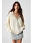 NISPORENI Kadın Oversize Fit Kapüşonlu %100 Organik Pamuk 3 İplik Krem Sweatshirt 3