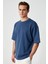 Solo Erkek Organik Pamuklu Kalın Dokulu Comfort Fit Bisiklet Yakalı Navy T-Shirt 1