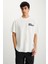 DERIVO Erkek Pamuk Bisiklet Yaka Baskılı Ekru T-Shirt 1