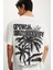 DERIVO Erkek Pamuk Bisiklet Yaka Baskılı Ekru T-Shirt 2