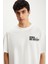 DERIVO Erkek Pamuk Bisiklet Yaka Baskılı Ekru T-Shirt 3