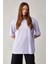 Betsy Kadın %100 Pamuk Bisiklet Yaka Kısa Kollu Fit Relaxed Lila T-Shirt 3