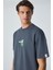 Yummy Erkek Bisiklet Yaka Baskı Detaylı Organik Pamuk Kısa Kol Antrasit T-Shirt 4