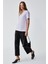 Alıne Kadın Organik Pamuk Derin V Yakalı Comfort Fit Lila T-Shirt 5