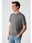 Solo Erkek Organik Pamuklu Kalın Dokulu Comfort Fit Bisiklet Yakalı Gri T-Shirt 4