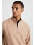 Bılboan Erkek Organik Pamuklu Içi Polarlı Fermuar Dik Yaka Sırt Yazı Baskılı Bej Sweatshirt 4