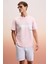 Lamıne Erkek Baskı ve Nakış Detaylı Organik Pamuk Bisiklet Yaka Kısa Kollu Regular Fit Pembe T-Shirt 4
