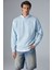 BONELL Erkek %100 Pamuk Relaxed Bisiklet Yaka Uzun Kollu Açık Mavi Sweatshirt 1