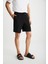 LORVEN Erkek Bağlamalı Regular Fit Siyah Şort & Bermuda 3