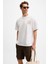 Bonıe Erkek Ön Baskı ve Nakış Detaylı Organik Pamuklu Oversize Bisiklet Yaka Beyaz T-Shirt 1