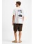 Bonıe Erkek Ön Baskı ve Nakış Detaylı Organik Pamuklu Oversize Bisiklet Yaka Beyaz T-Shirt 6