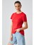 Jessıa Kadın Korse Detaylı Organik Pamuk Bisiklet Yaka Kırmızı T-Shirt 4