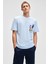 SONORA Erkek Baskı Detaylı %100 Organik Pamuk Regular Fit Kısa Kollu Mavi T-Shirt 1