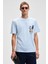 SONORA Erkek Baskı Detaylı %100 Organik Pamuk Regular Fit Kısa Kollu Mavi T-Shirt 3
