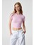 CERAEN Kadın Slim Kısa Kol Bisiklet Yaka Pembe T-Shirt 3