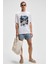 Benfıca Erkek Organik Pamuk Baskı Detaylı Oversize Kısa Kol Bisiklet Yaka Beyaz T-Shirt 2
