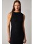 Morfy Kadın Slim Fit Midi Boy Bisiklet Yaka Kolsuz Siyah Elbise 3