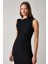 Morfy Kadın Slim Fit Midi Boy Bisiklet Yaka Kolsuz Siyah Elbise 4