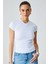Marta Kadın V Yaka Kısa Kol Slim Beyaz T-shirt 1