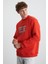 WENDEL Erkek Pamuklu Yuvarlak Yaka Kırmızı Sweatshirt 3