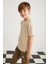 Lorenz Erkek Çocuk %100 Pamuk Bisiklet Yaka Relaxed Fit Kısa Kollu Bej T-Shirt 4