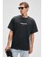 Jon Erkek Bisiklet Yaka Organik Pamuk Oversize Fit Antrasit T-Shirt 3