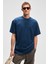 Benfıca Erkek Organik Pamuk Baskı Detaylı Oversize Kısa Kol Bisiklet Yaka Lacivert T-Shirt 1