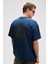 Benfıca Erkek Organik Pamuk Baskı Detaylı Oversize Kısa Kol Bisiklet Yaka Lacivert T-Shirt 4