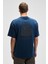 Benfıca Erkek Organik Pamuk Baskı Detaylı Oversize Kısa Kol Bisiklet Yaka Lacivert T-Shirt 6