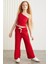 LUCIELLE-GRM24034 75% pamuk 25% polyester süs etiketli şardonlu iplik kız çocuk flare pantalon Kır 3